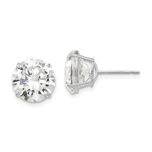 14k White Gold 10mm Round CZ Post Earrings