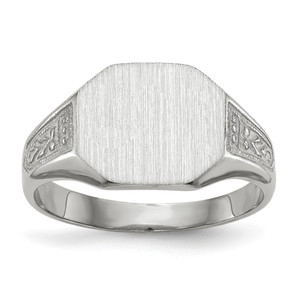 14k White Gold 11.0x9.0mm Closed Back Signet Ring