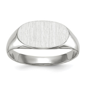 14k White Gold 12.0x6.5mm Closed Back Signet Ring