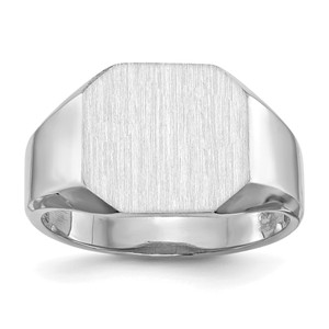 14k White Gold 12.5x11.5mm Open Back Signet Ring