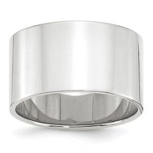 14k White Gold 12mm Lightweight Flat Wedding Band Size 5.5