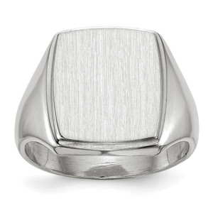 14k White Gold 13.0x15.0mm Closed Back Mens Signet Ring