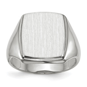 14k White Gold 13.0x15.0mm Open Back Mens Signet Ring