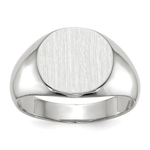 14k White Gold 13.5x12.5mm Closed Back Mens Signet Ring