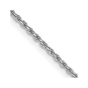 14K White Gold 14 inch 1.15mm Diamond-cut Machine Made Rope with Lobster Clasp Chain Chain
