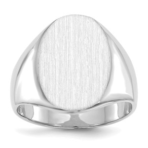 14k White Gold 14.0x17.5mm Closed Back Mens Signet Ring
