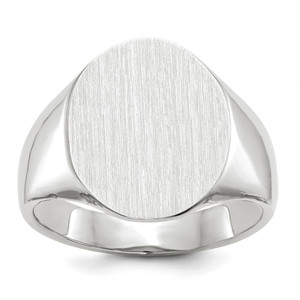 14k White Gold 15.0x18.5mm Closed Back Mens Signet Ring