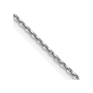 14K White Gold 16 inch .9mm Diamond-cut Round Open Link Cable with Lobster Clasp Chain