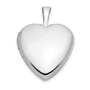 14k White Gold 16mm Heart Locket
