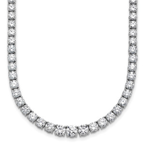 14k White Gold 18 7/8 carat Lab Grown Diamond VS/SI+ G+ Complete Round 18 inch Graduated Tennis Necklace