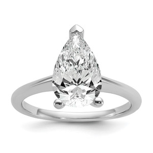 14k White Gold 2 1/2 carat Certified Lab Grown Diamond VS/SI+ G+ Pear Solitare Complete Engagement Ring