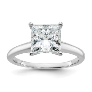 14k White Gold 2 1/2 carat Lab Grown Diamond VS/SI+ G+ Princess Complete Solitare Engagement Ring