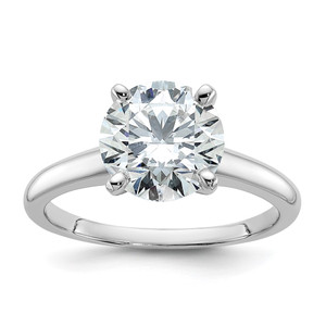 14k White Gold 2 1/2 carat Lab Grown Diamond VS/SI+ G+ Round Complete Solitaire Engagement Ring
