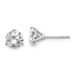 14k White Gold 2 1/2 ctw Certified Lab Grown Diamond VS+ F+ Round 3 Prong Heavy Wt. Stud Earrings