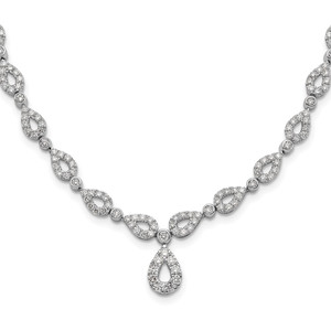 14k White Gold 2 3/4 carat Lab Grown Diamond VS/SI+ G+ 17 inch Fashion Teardrop Necklace