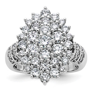 14k White Gold 2 5/8 carat Lab Grown Diamond VS/SI+ G+ Complete Cluster Fashion Ring