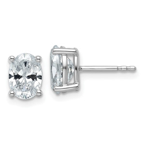 14k White Gold 2 carat Certified Lab Grown Diamond VS/SI+ G+ Complete Oval Four Prong Stud Earrings