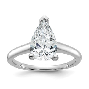 14k White Gold 2 carat Certified Lab Grown Diamond VS/SI+ G+ Pear Solitare Complete Engagement Ring