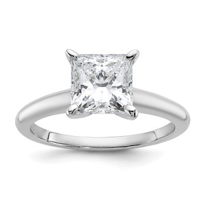14k White Gold 2 carat Certified Lab Grown Diamond VS+ F+ Princess Complete Solitare Engagement Ring
