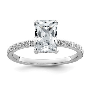 14k White Gold 2 carat Certified Lab Grown Diamond VS+ F+ Radiant Complete Solitaire with Flair Engagement Ring