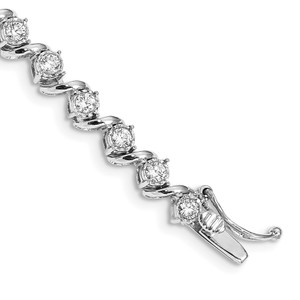 14k White Gold 2 carat Lab Grown Diamond VS/SI+ G+ 7.25 inch Fancy Tennis Bracelet