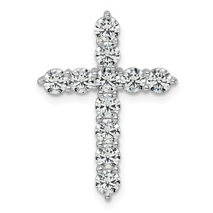 14k White Gold 2 carat Lab Grown Diamond VS/SI+ G+ Complete Cross Chain Slide Pendant