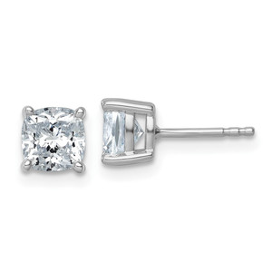 14k White Gold 2 ctw Certified Lab Grown Diamond VS/SI+ G+ Cushion 4 Prong Heavy Wt. Stud Earrings