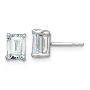 14k White Gold 2 ctw Certified Lab Grown Diamond VS/SI+ G+ Emerald 4 Prong Heavy Wt. Stud Earrings