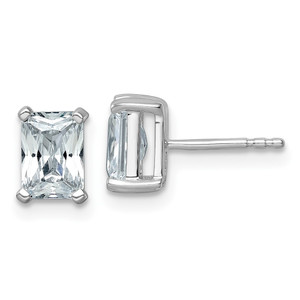 14k White Gold 2 ctw Certified Lab Grown Diamond VS+ F+ Radiant 4 Prong Heavy Wt. Stud Earrings