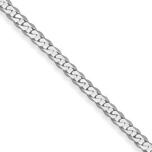 14k White Gold 2.2mm Flat Beveled Curb Chain - WF-69DD1208-7934