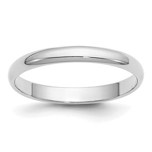 14k White Gold 2.5mm Half-Round Wedding Band Size 5
