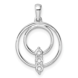 14k White Gold 2.7mm Three Stone Circle Pendant Mounting
