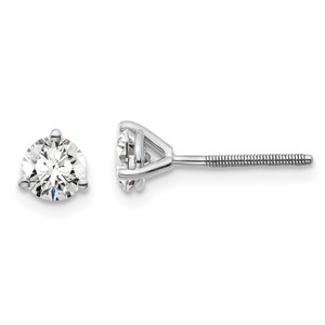 14k White Gold 2/3 ctw Certified Lab Grown Diamond VS/SI+ G+ Round 3 Prong Heavy Wt. Screwback Stud Earrings