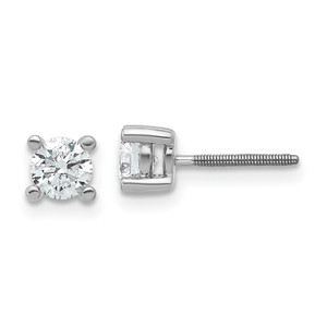 14k White Gold 2/3 ctw Certified Lab Grown Diamond VS/SI+ G+ Round 4 Prong Heavy Wt. Screwback Stud Earrings