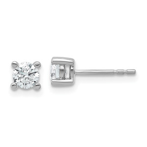 14k White Gold 2/3 ctw Lab Grown Diamond VS/SI+ G+ Round 4 Prong Heavy Wt. Stud Earrings