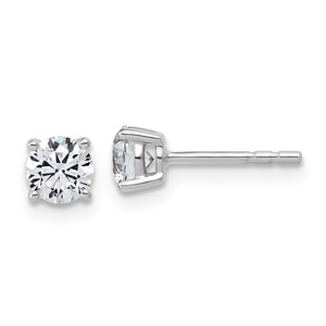 14k White Gold 2/3 ctw Lab Grown Diamond VS/SI+ G+ Round 4 Prong Standard Wt Stud Earrings