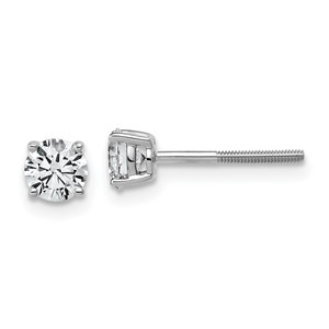 14k White Gold 2/3 ctw Lab Grown Diamond VS+ F+ Round 4 Prong Standard Wt Screwback Stud Earrings
