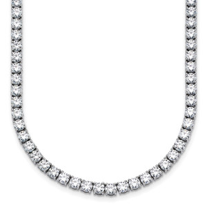 14k White Gold 20 carat Lab Grown Diamond VS/SI+ G+ Complete Round 20 inch Straight Tennis Necklace