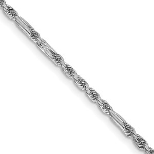 14K White Gold 20 inch  1.8mm Diamond-cut Milano Rope with Lobster Clasp Chain