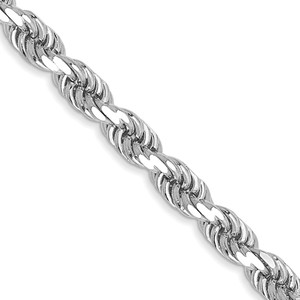 14K White Gold 20 inch 3.5mm Diamond-cut Rope with Lobster Clasp Chain