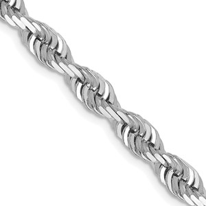 14K White Gold 20 Inch 5mm Diamond-cut Quadruple Rope Lobster Clasp Chain