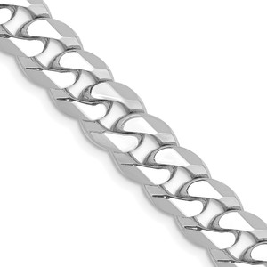 14K White Gold 20 inch 8mm Flat Beveled Curb with Lobster Clasp Chain