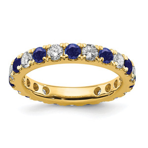 14k 1 carat Lab Grown Diamond VS/SI+ G+ and Lab Created Blue Sapphire Size 5 Eternity Band