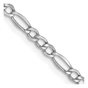 14K White Gold 22 inch 2.5mm Semi-Solid Figaro with Lobster Clasp Chain