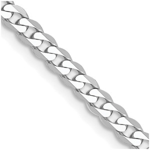 14K White Gold 22 inch 2.9mm Flat Beveled Curb with Lobster Clasp Chain