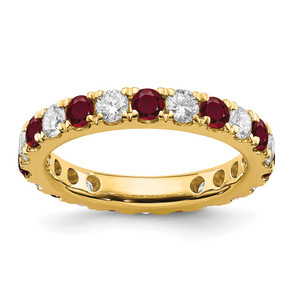 14k 1 carat Lab Grown Diamond VS/SI+ G+ and Lab Created Ruby Size 5.5 Eternity Band