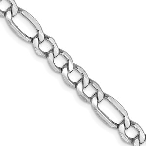 14K White Gold 22 inch 5.75mm Semi-Solid Figaro with Lobster Clasp Chain