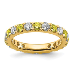 14k 1 carat Lab Grown Diamond VS/SI+ G+ and Lab Created Yellow Sapphire Size 5 Eternity Band
