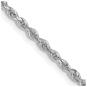 14K White Gold 24 Inch 2mm Diamond-cut Quadruple Rope Lobster Clasp Chain