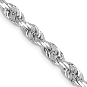 14K White Gold 24 Inch 4.5mm Diamond-cut Quadruple Rope Lobster Clasp Chain
